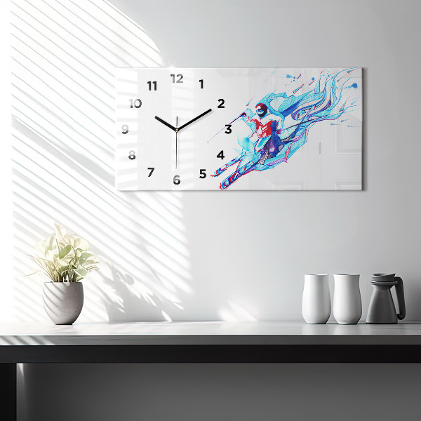 Horloge rectangulaire horizontale Skieur