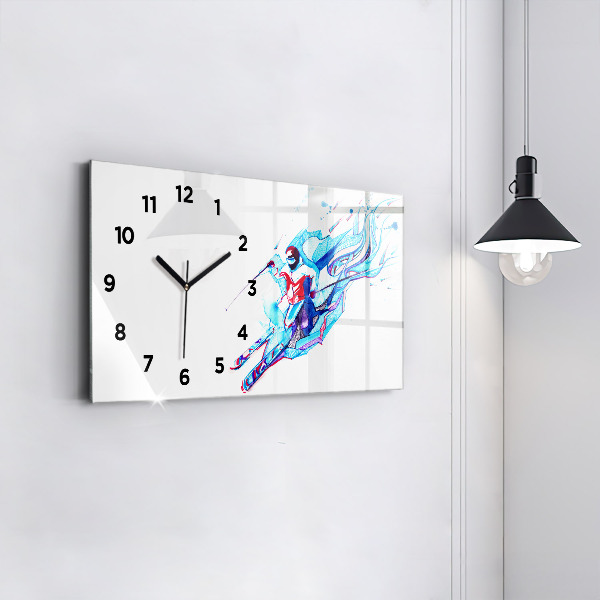 Horloge rectangulaire horizontale Skieur