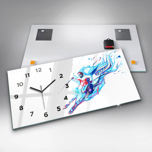 Horloge rectangulaire horizontale Skieur