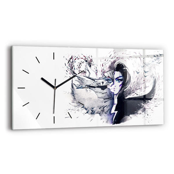 Horloge rectangulaire horizontale 'Illustration d''une femme'