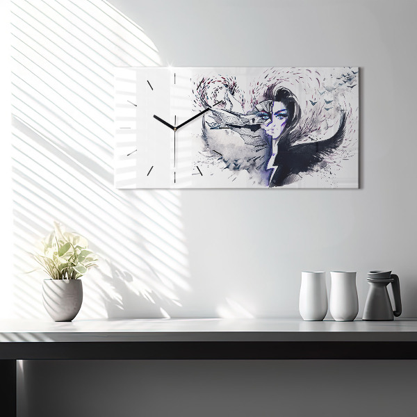 Horloge rectangulaire horizontale 'Illustration d''une femme'