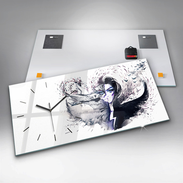 Horloge rectangulaire horizontale 'Illustration d''une femme'