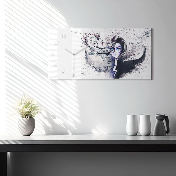 Horloge rectangulaire horizontale 'Illustration d''une femme'