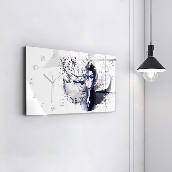 Horloge rectangulaire horizontale 'Illustration d''une femme'