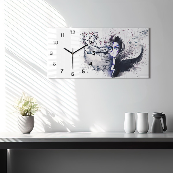 Horloge rectangulaire horizontale 'Illustration d''une femme'