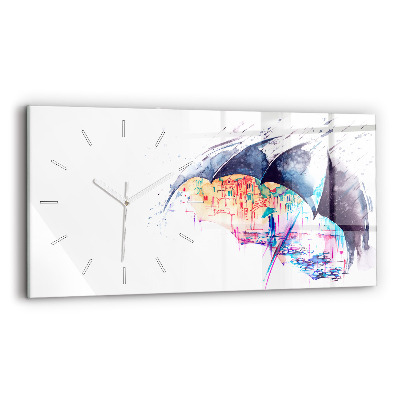 Horloge rectangulaire horizontale Parapluie et ville