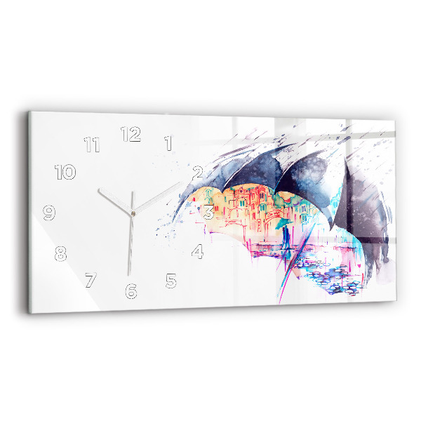 Horloge rectangulaire horizontale Parapluie et ville