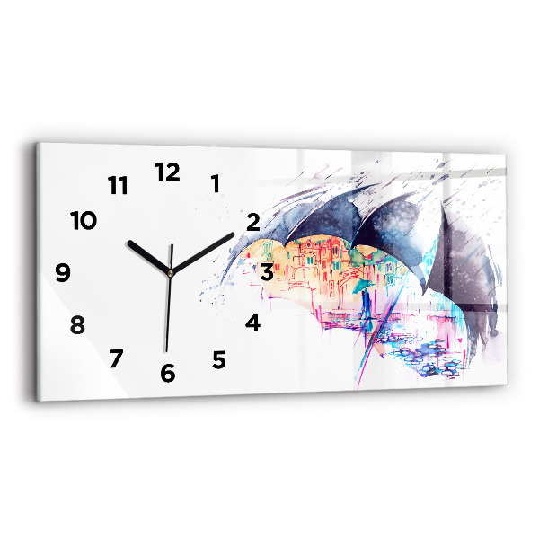 Horloge rectangulaire horizontale Parapluie et ville