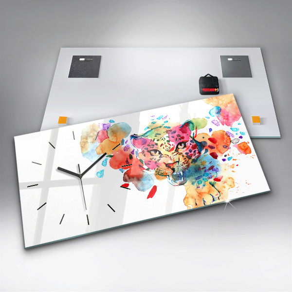 Horloge rectangulaire horizontale Chat sauvage abstrait
