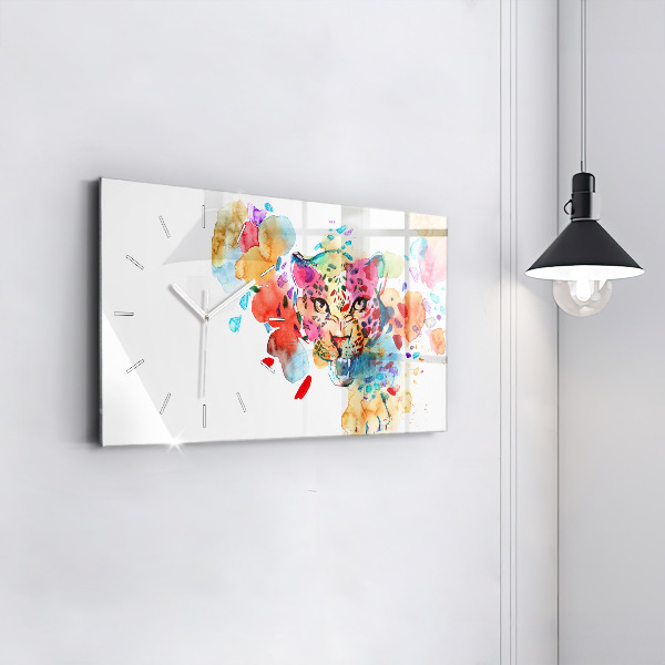 Horloge rectangulaire horizontale Chat sauvage abstrait