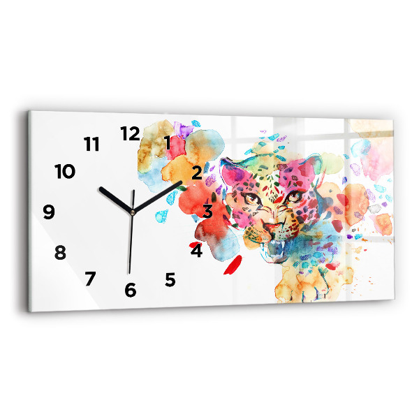 Horloge rectangulaire horizontale Chat sauvage abstrait