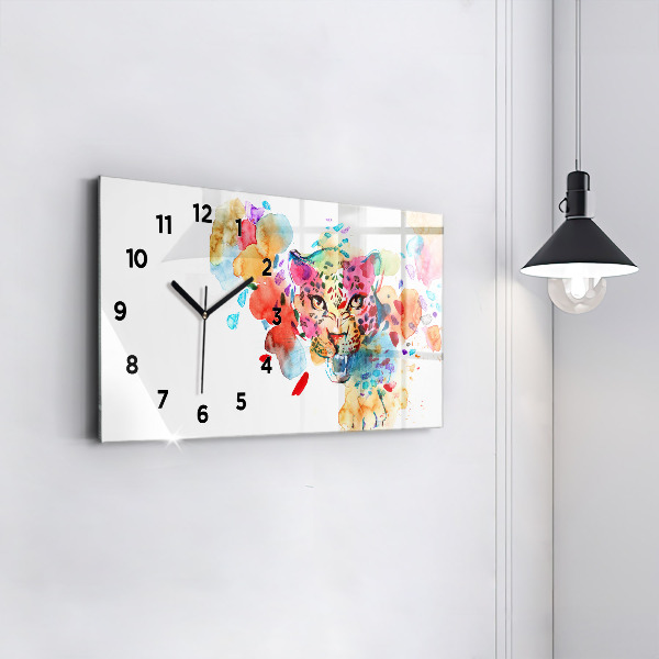Horloge rectangulaire horizontale Chat sauvage abstrait