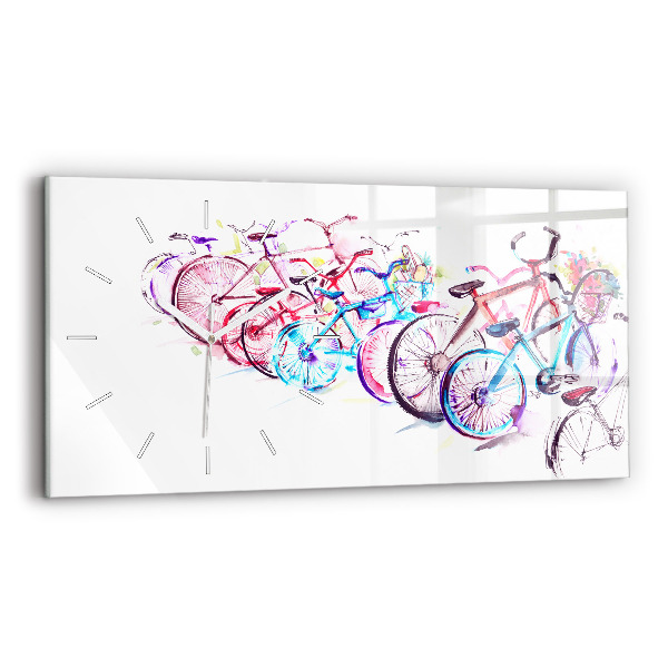 Horloge rectangulaire horizontale Vélos de ville colorés