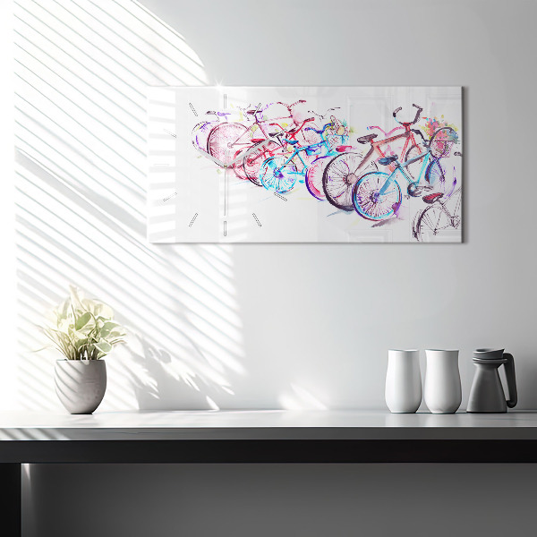 Horloge rectangulaire horizontale Vélos de ville colorés