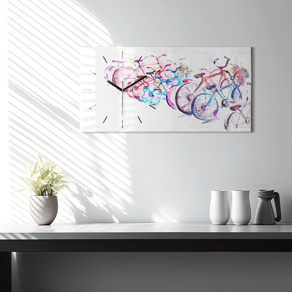 Horloge rectangulaire horizontale Vélos de ville colorés