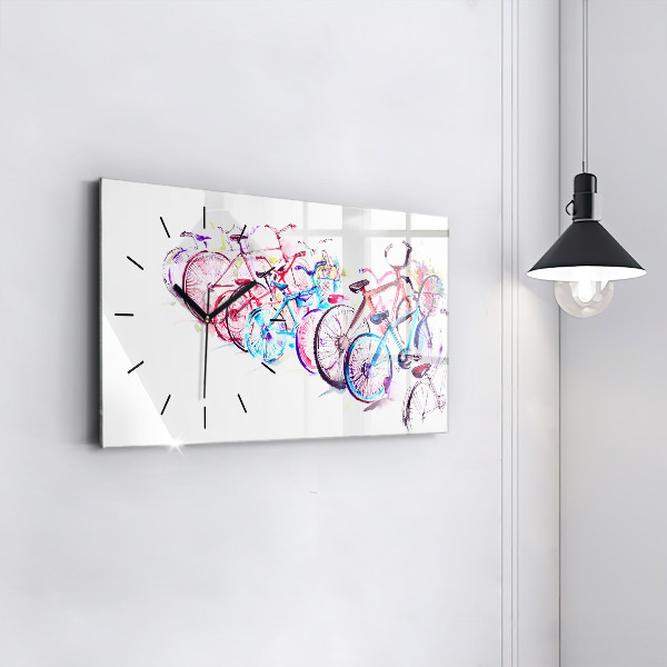 Horloge rectangulaire horizontale Vélos de ville colorés
