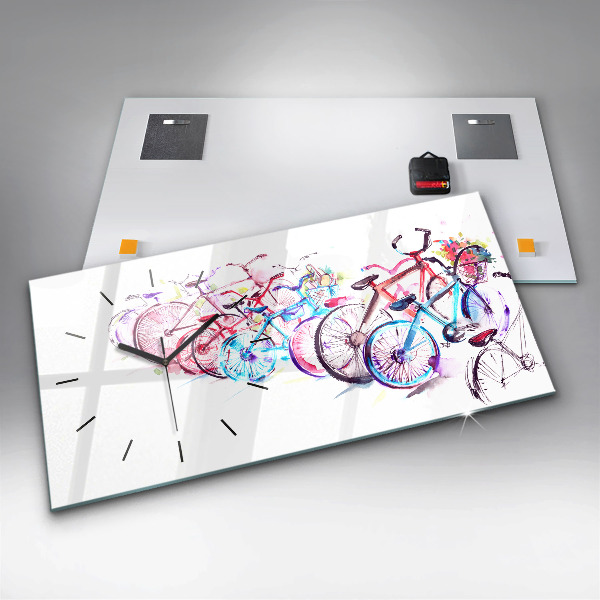 Horloge rectangulaire horizontale Vélos de ville colorés