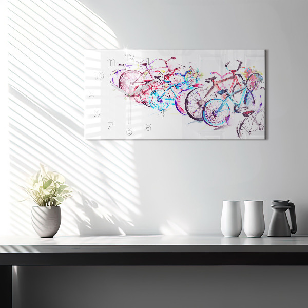 Horloge rectangulaire horizontale Vélos de ville colorés