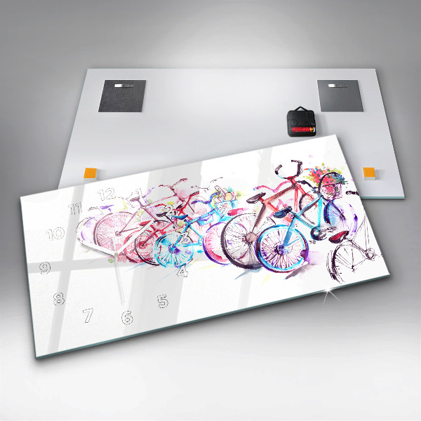 Horloge rectangulaire horizontale Vélos de ville colorés
