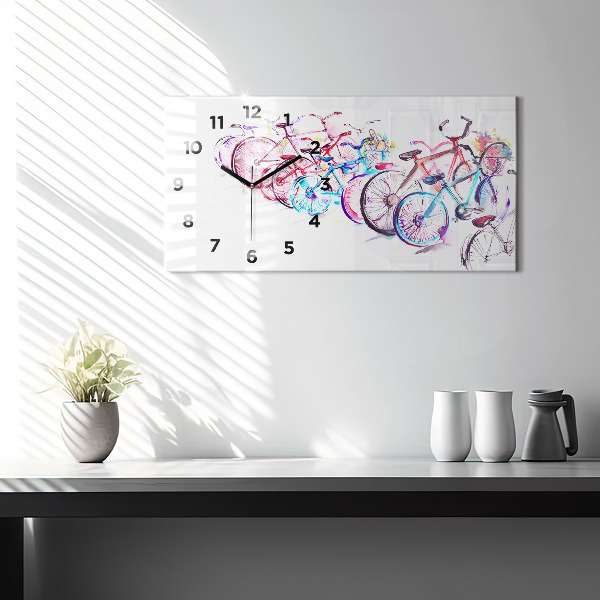 Horloge rectangulaire horizontale Vélos de ville colorés