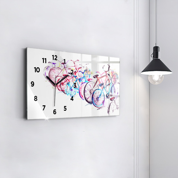Horloge rectangulaire horizontale Vélos de ville colorés
