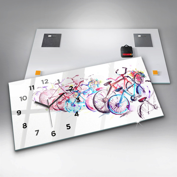 Horloge rectangulaire horizontale Vélos de ville colorés