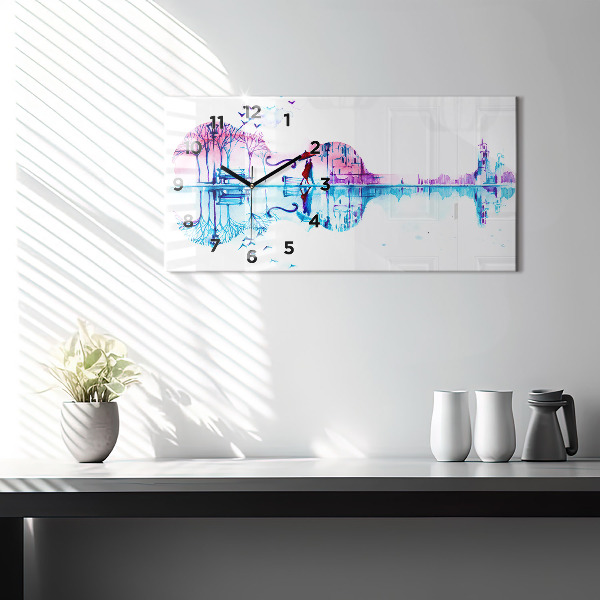 Horloge rectangulaire horizontale Lac du parc Cello