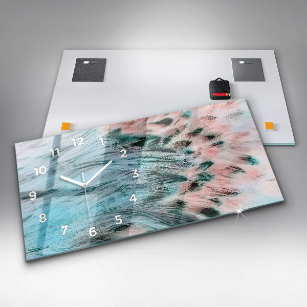 Horloge rectangulaire horizontale plumes colorées