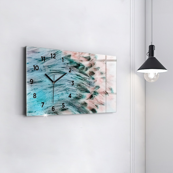Horloge rectangulaire horizontale plumes colorées