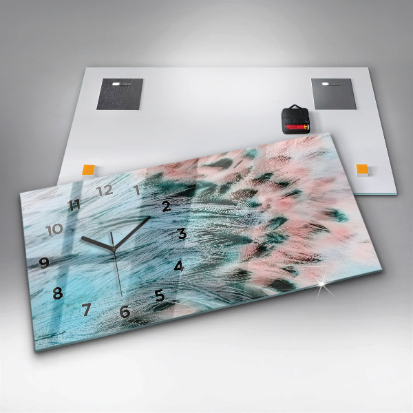 Horloge rectangulaire horizontale plumes colorées