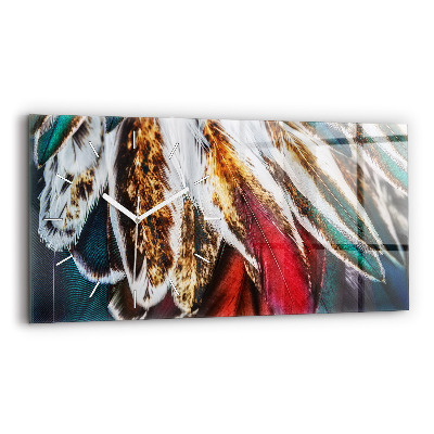 Horloge rectangulaire horizontale 'Plumes d''oiseaux marron clair'