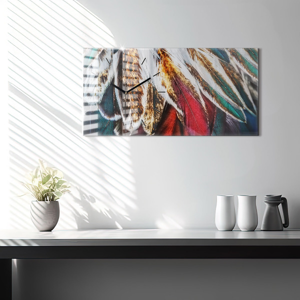 Horloge rectangulaire horizontale 'Plumes d''oiseaux marron clair'