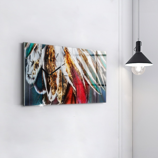 Horloge rectangulaire horizontale 'Plumes d''oiseaux marron clair'