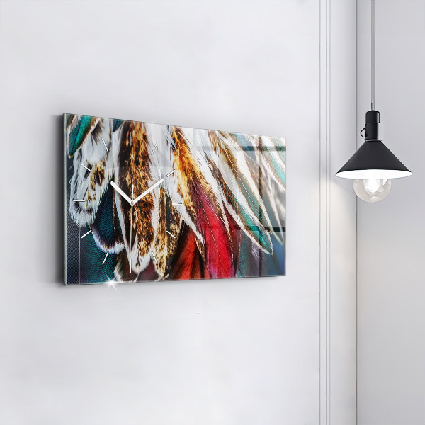 Horloge rectangulaire horizontale 'Plumes d''oiseaux marron clair'
