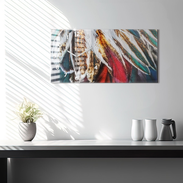 Horloge rectangulaire horizontale 'Plumes d''oiseaux marron clair'