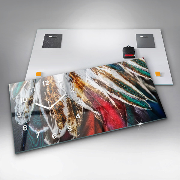 Horloge rectangulaire horizontale 'Plumes d''oiseaux marron clair'