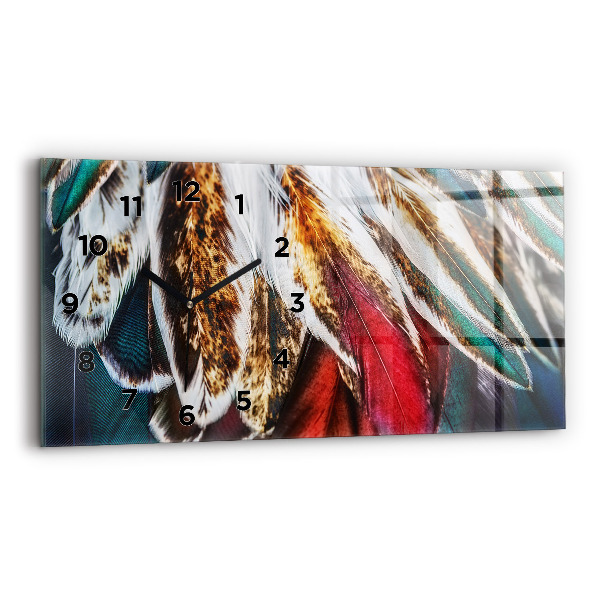 Horloge rectangulaire horizontale 'Plumes d''oiseaux marron clair'