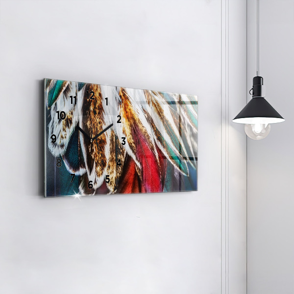 Horloge rectangulaire horizontale 'Plumes d''oiseaux marron clair'