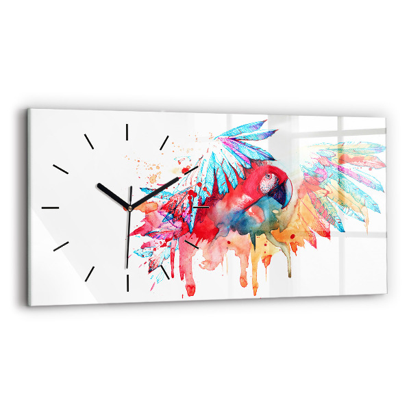 Horloge rectangulaire horizontale Perroquet rouge coloré
