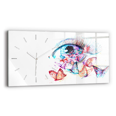 Horloge rectangulaire horizontale Papillons aux yeux colorés