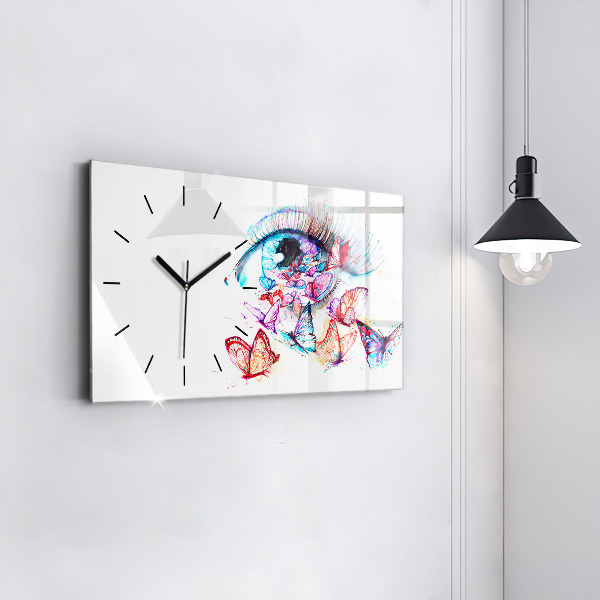 Horloge rectangulaire horizontale Papillons aux yeux colorés