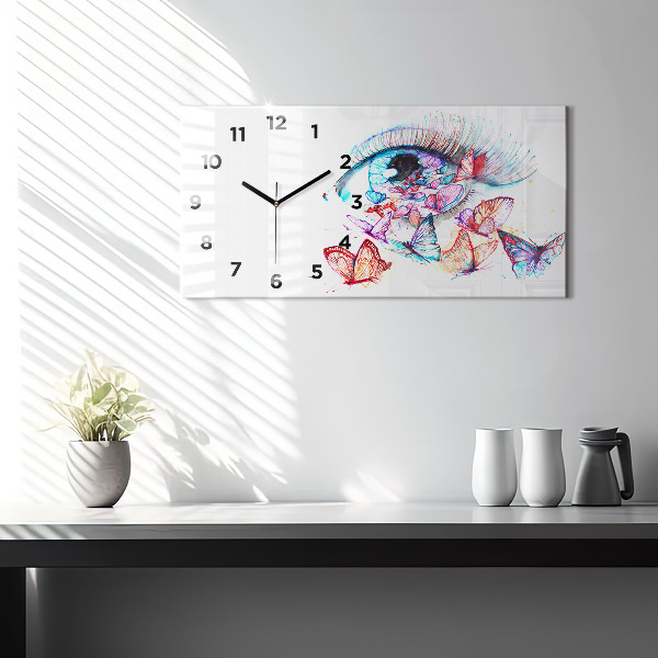 Horloge rectangulaire horizontale Papillons aux yeux colorés