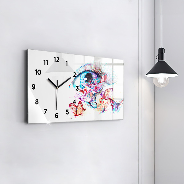 Horloge rectangulaire horizontale Papillons aux yeux colorés