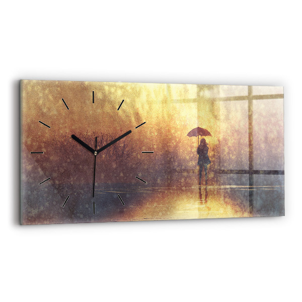 Horloge rectangulaire horizontale femme avec parapluie