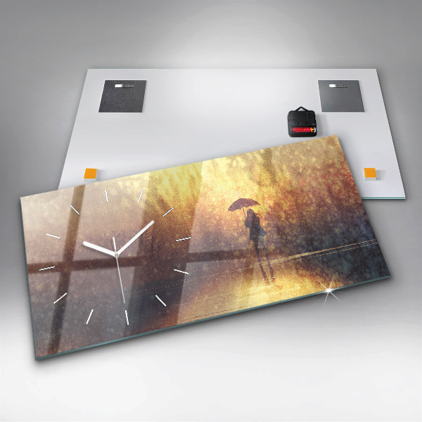 Horloge rectangulaire horizontale femme avec parapluie