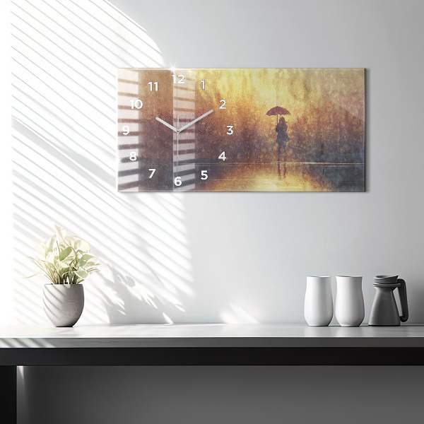 Horloge rectangulaire horizontale femme avec parapluie