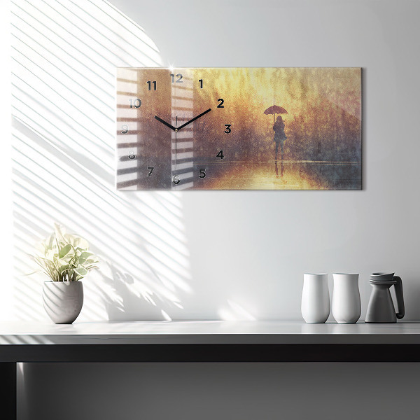 Horloge rectangulaire horizontale femme avec parapluie