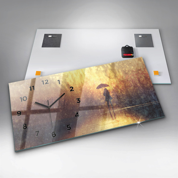 Horloge rectangulaire horizontale femme avec parapluie