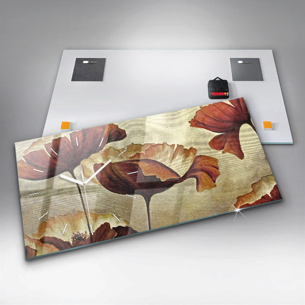 Horloge rectangulaire horizontale Coquelicots peints