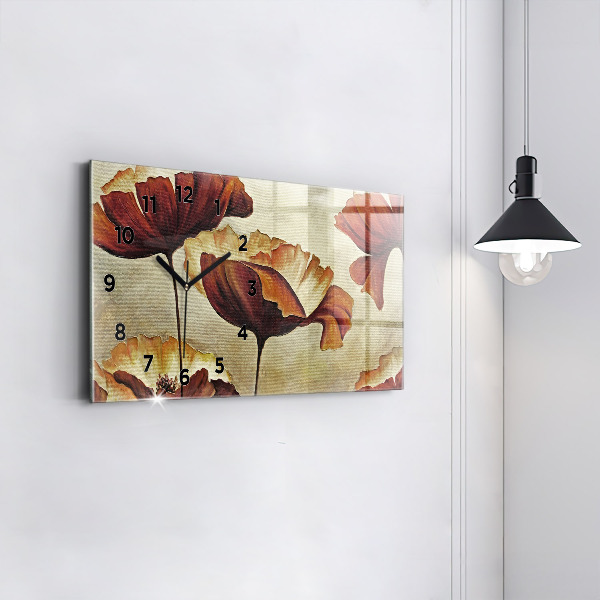 Horloge rectangulaire horizontale Coquelicots peints
